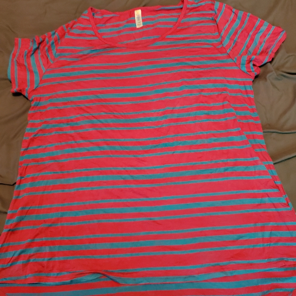LulaRoe Plus Size 3XL Pink and Blue Striped top